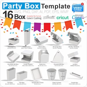 Party Box Template Bundle: 16 SVG Favor Boxes (digital Download) - Etsy
