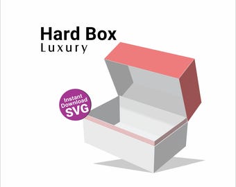 Rigid Gift Box svg Template, Magnetic Hard Box 33x25x11 cm, Wedding Birthday Box, dxf