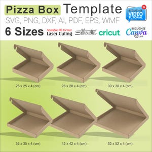 Szablon pudełka na pizzę, wycinany laserowo SVG, pudełko do pakowania DIY, pobieranie cyfrowe, pudełko na żywność, pudełko tekturowe, Cricut i sylwetka, opakowanie prezentowe, normalne pudełko