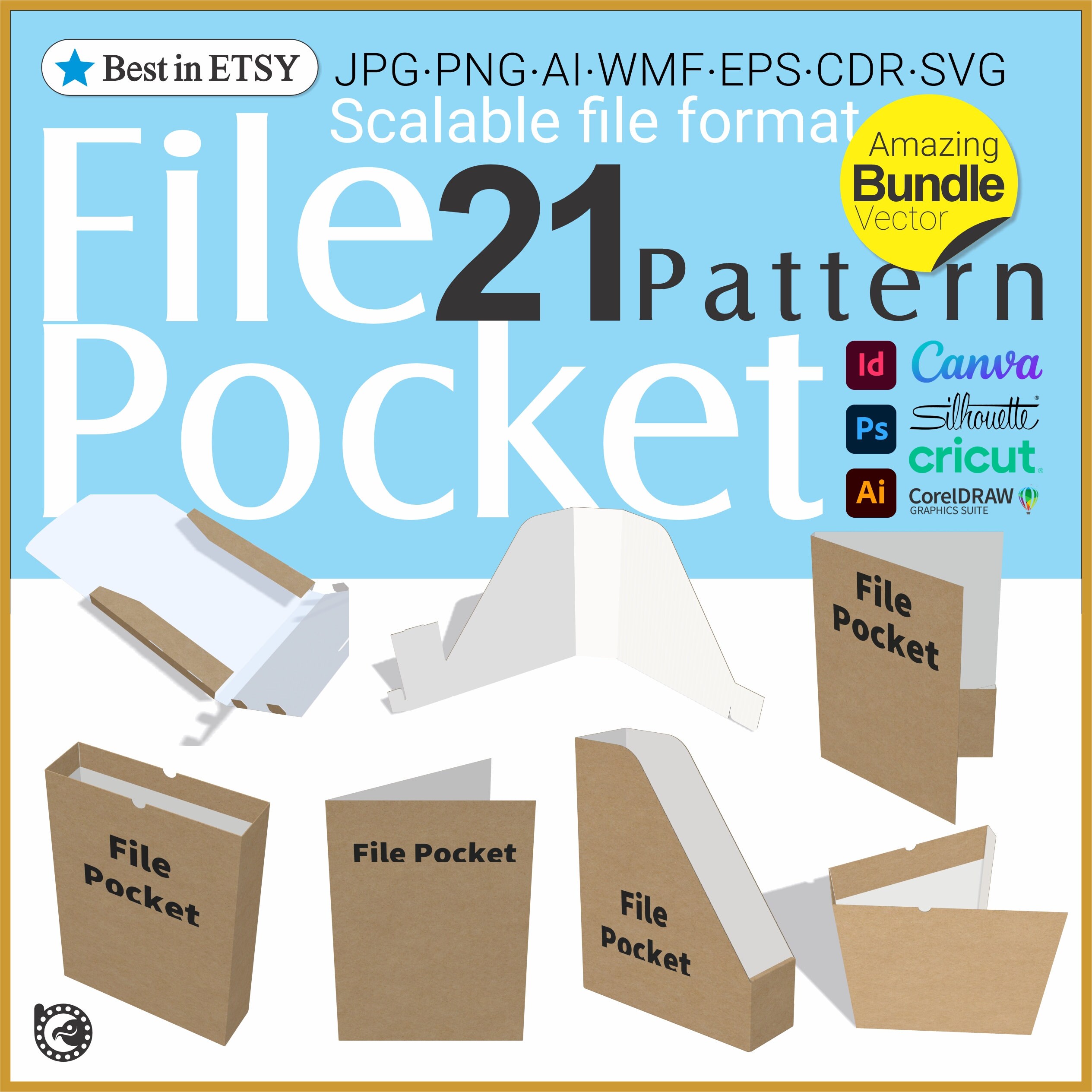 File Pocket Vector Bundle: Package Design, Box Making & EPS, WMF Files ...