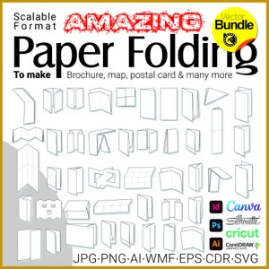 Pack de conception pliable en papier : - Fichiers prêts à l'emploi pour brochures, cartes d'invitation et plus encore ! Découvrez une variété de formes pour vos projets créatifs