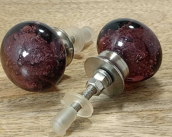 Coca-Cola Glass Bubble Drawer Knob, Dark Purple Glass Door Knob, Pull Handle, Wardrobe decorative Push/Pull, Set Of 2/4/6