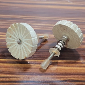 Carved Wooden Cabinet Knob – Handmade Natural Drawer Pull | Rustic Boho Dresser Handle | Decorative Wood Furniture Knobs