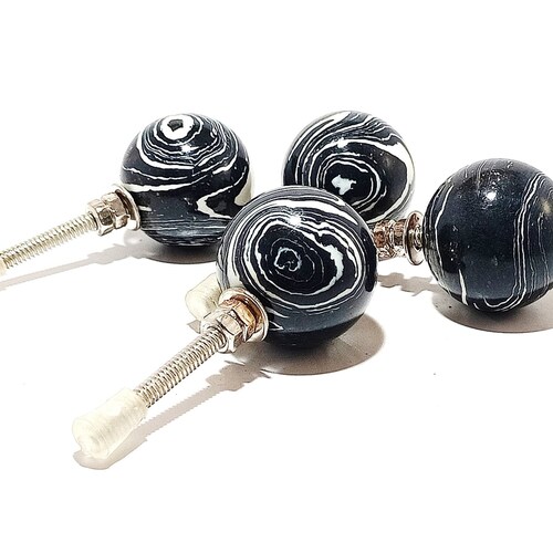 Black Dapple Marble Stone Door Knob: Modern Cabinet Handle
