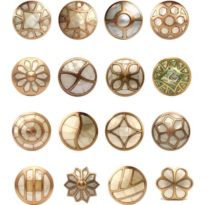 Champagne Bronze Mother of Pearl Cabinet Knobs | Modern Luxury Drawer Pulls | Mosaic Shell Dresser Knobs | Art Deco Wardrobe Hardware