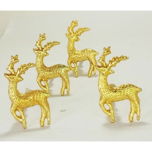 Gold Stag Drawer Pull, Metal Animal Dresser Knob, Kids Bedroom Decor, Decorative Wardrobe Handle, Set Of 2/4
