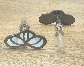 Butterfly Mother of Pearl Knob - Oil Rubbed Brass Cabinet Drawer Pull