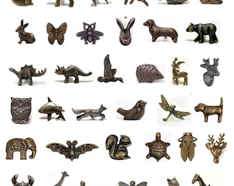 Handmade Bronze Animal Drawer Knobs: Vintage Iron Cabinet Pulls