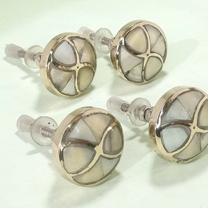 Set of 4, Cabinet Knob, Drawer Knobs & Pulls, Mother of Pearl Infinity Design Dresser Knob With Gold Brass Base
