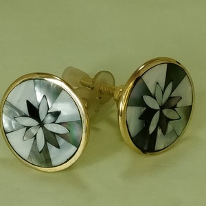Set of 2, Unique Cabinet Knob, Mother Of Pearl Geometric Dresser Knob, Drawer Pull, Geofloral Furniture Hardware