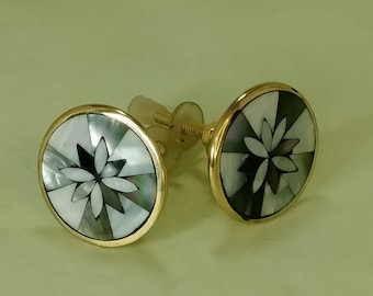 Unique Cabinet Knob, Mother Of Pearl Geometric Dresser Knob, Drawer Pull, Geofloral Furniture Hardware