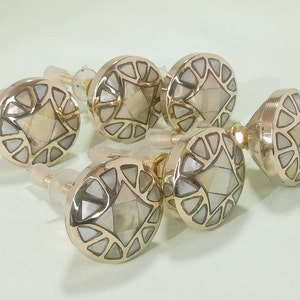 Pearl and brass Eastern style drawer knobs mother of pearl cabinet knobs drawer knobs and handles gold and ivory knobs handle set of 6