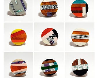 Handmade Geometric Resin Wood Knob: Colorful Cabinet & Dresser Pull