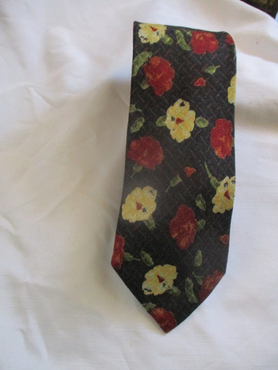 Vintage Ermenegildo Zegna Tie Silk Blend Red Yell… - image 1