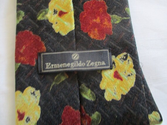 Vintage Ermenegildo Zegna Tie Silk Blend Red Yell… - image 2