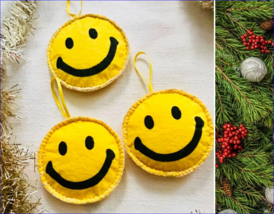 Smiley Happy Face Felt Ornaments Sticker