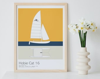 Vintage Hobie Cat 16 Sailboat Decorative Print Poster - Etsy