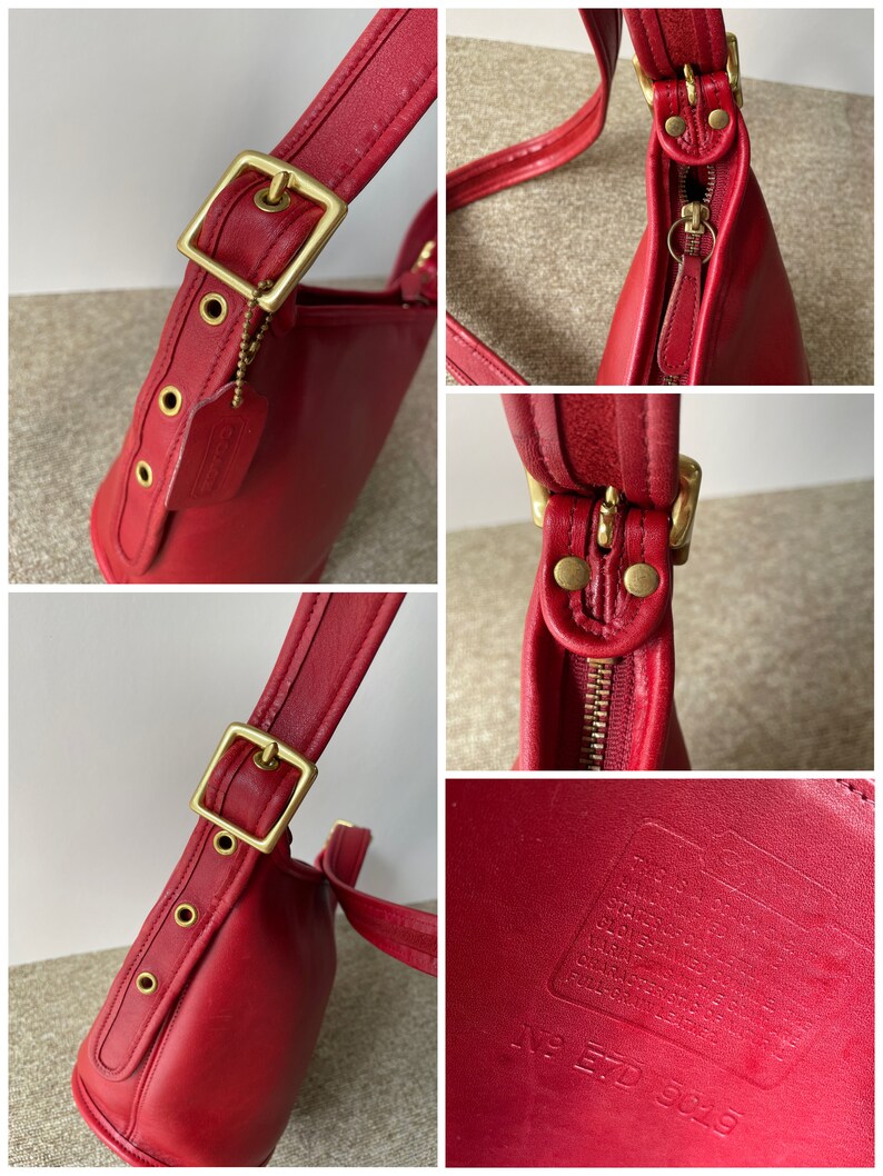 Vintage Coach Maggie Bucket Bag in Red Leather Vintage Coach Etsy