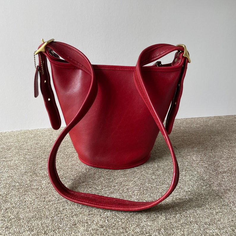 Vintage Coach Maggie Bucket Bag in Red Leather Vintage Coach - Etsy