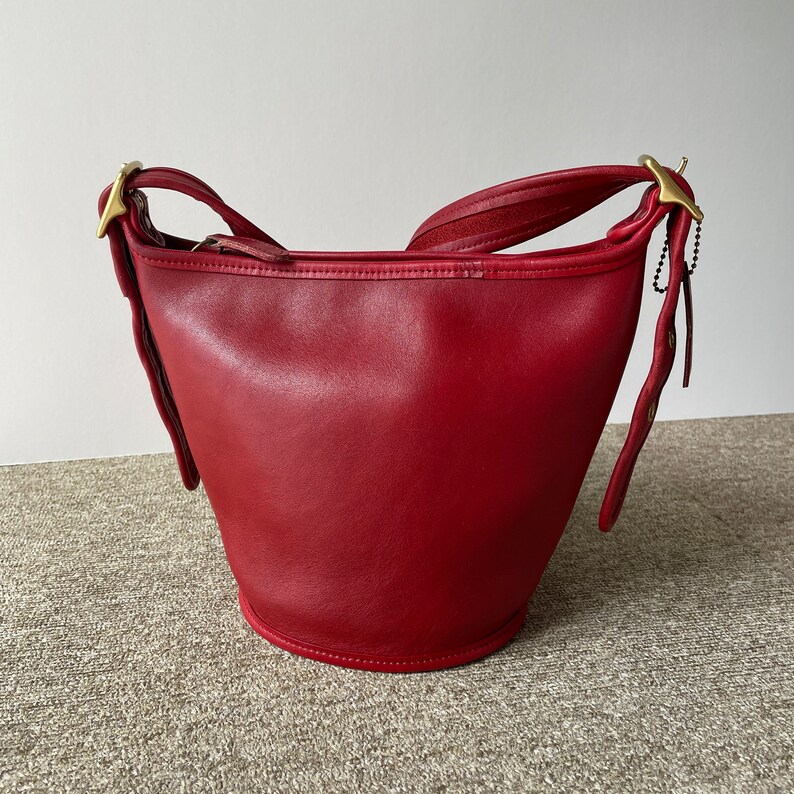 Vintage Coach Maggie Bucket Bag in Red Leather Vintage Coach Etsy