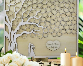 Wooden tree guest book, wedding guest book - tree of life guest book - memories of the day - customizable