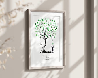 Affiche arbre à empreintes Mariage - Anniversaire - Livre d'or