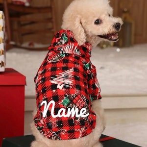 Holiday dog hoodie | Christmas dog sweater | Large dog hoodie | plaid dog hoodie | red dog hoodie | Special occasion dog hoodie
