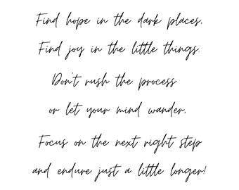Find hope in the dark places
