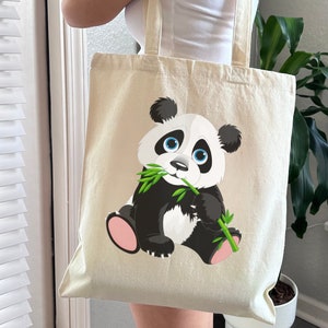 Panda Tote Bag, Pandas Tote, Panda Lover Gift, Cute Panda tote Bag, Panda Book Bag, Animal Lover gift, Canvas Tote With Panda Bears, Panda