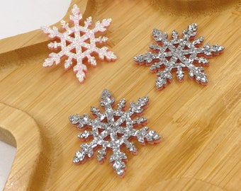 NOT IRON ON 10PCS Snowflake Glitter Patch bow Feltie Snowflake bow centre Glitter Felt Appliques Snowflake cut out Felt Snowflake Ornament