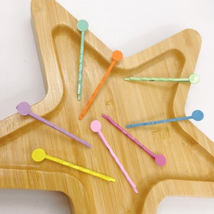 Coloured Bobby Pin Hair sticks Wavy Hair Clips with 8mm Glue pad Coloured Bobby Pins hair clips supplies bobby pins with Glue pad DIY clips