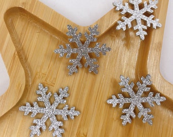 NOT IRON ON 10PCS Snowflake Glitter Patch bow Feltie Snowflake bow centre Glitter Felt Appliques Snowflake cut out Felt Snowflake Ornament