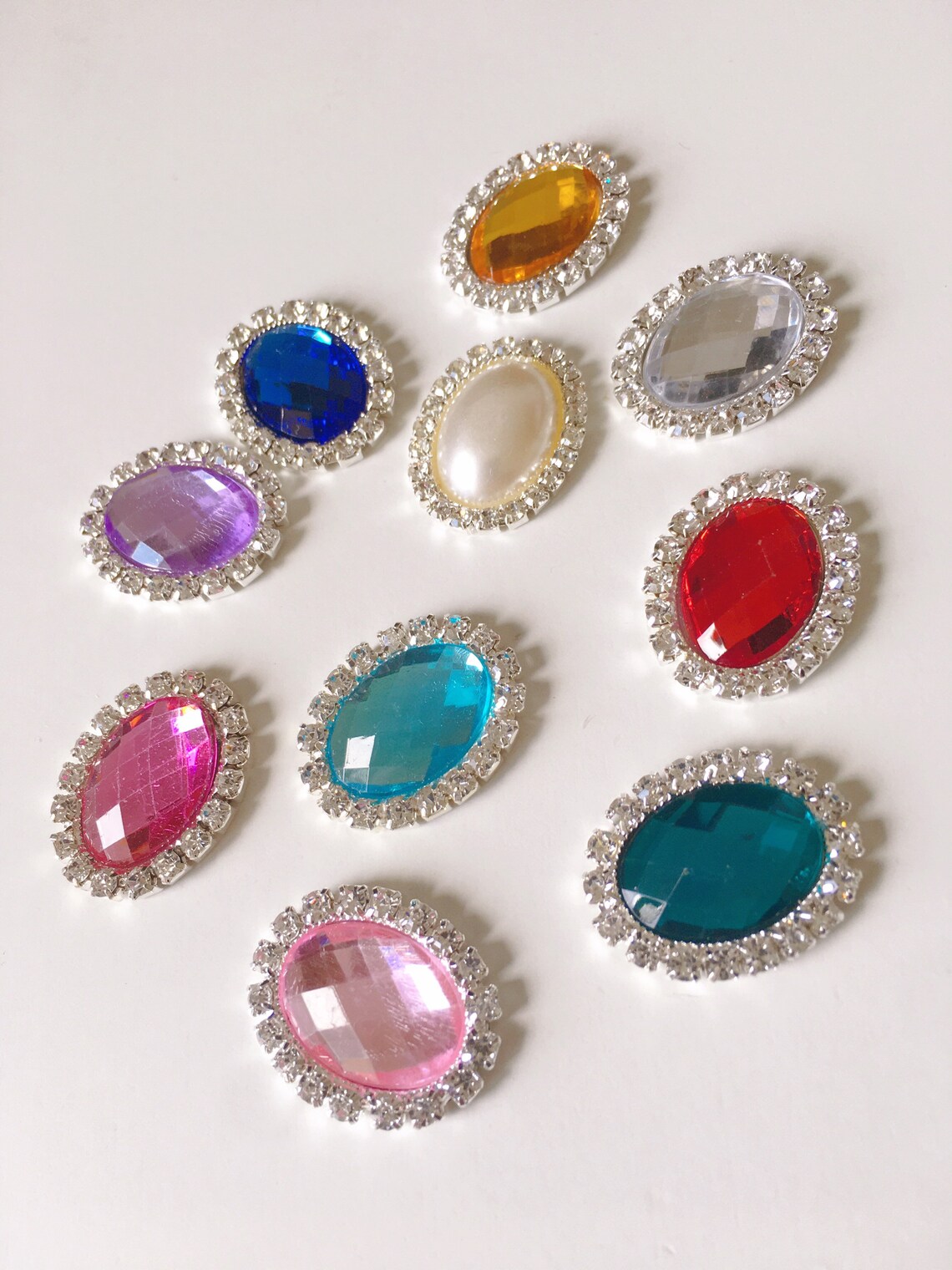 Sew on Crystals Oval Glass Rhinestones Button Flat Back Sew on in ...
