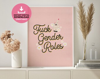 Impression féministe du bureau à domicile, affiche pour l'égalité LGBTQ (téléchargement numérique)