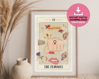 Lámina de Tarot feminista, decoración de pared inspiradora (descarga digital)
