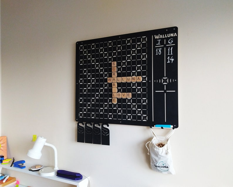 Wall Scrabble Vertical Scrabble Board Metal Wall Etsy