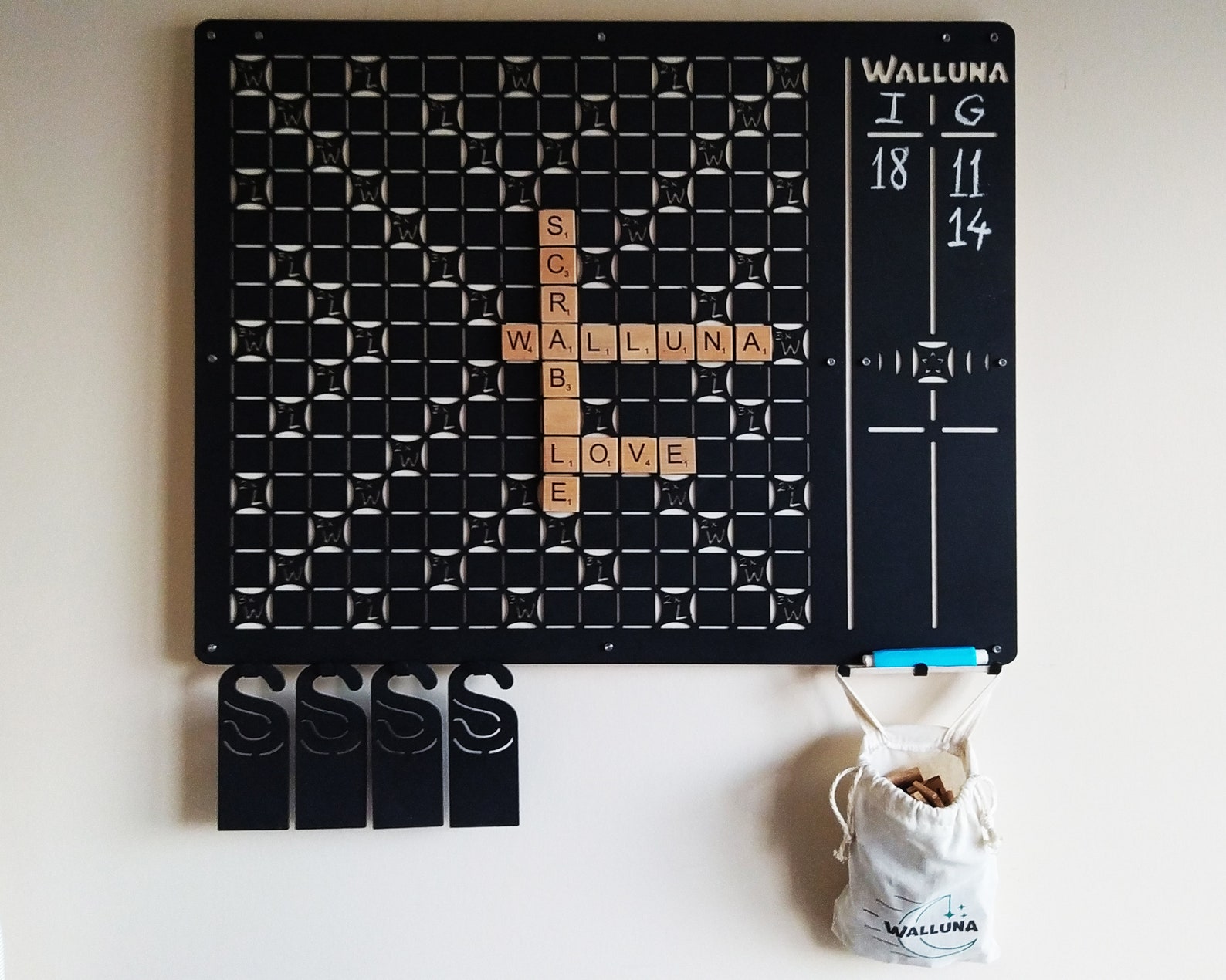 Wall Scrabble Vertical Scrabble Board Metal Wall Etsy