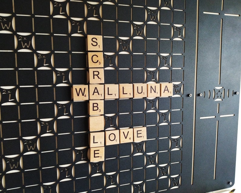Wall Scrabble Vertical Scrabble Board Metal Wall Etsy
