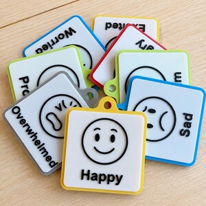SEN Emotion Communication Tags | Feelings Cards for Autism ADHD | Emotion Regulation Aid | School Home Support | Kids Keyring