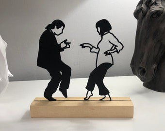 Pulp Fiction Dance Scene, Metal Home Decor, Wood Based Metal Shelf Decor, Minimal Tabletop Decor, Shelf Decor Accents