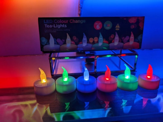 12Pack Color Changing LED Tea Lights Bulk, Flameless Tealight Candles with  Colorful Lights, Battery Operated Colored Fake Candles