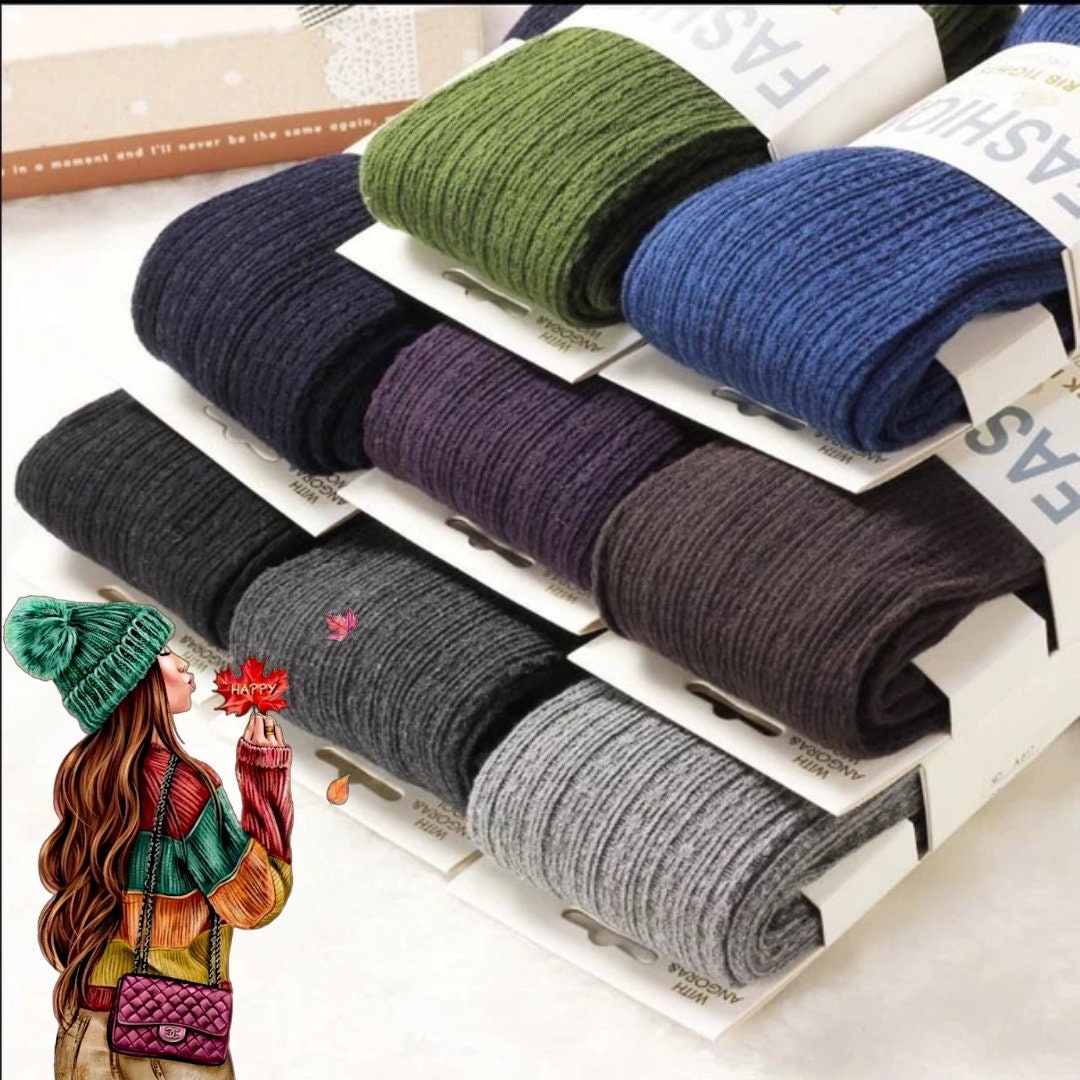 Yarn Knitted Tights Woolen Pantyhose Fashion Winter Stretch Stockings Women