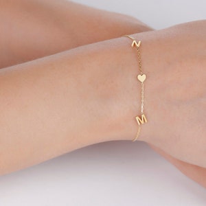 14K Gold Letter Bracelet - Custom Bracelet - Family Initial Bracelet - Personalized Letter Bracelet - Gift for Mother - Christmas Gifts