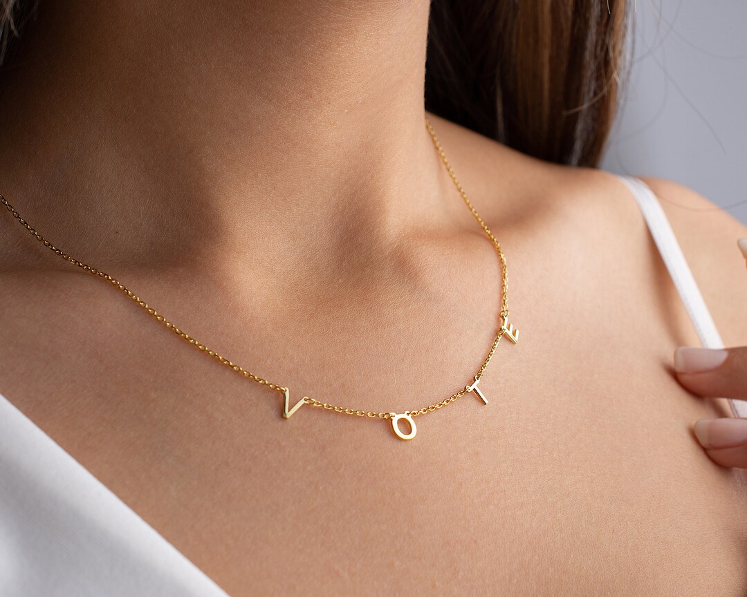 14K SOLID GOLD Letter Necklace by Mycustomjwl Name Necklace Perfect for