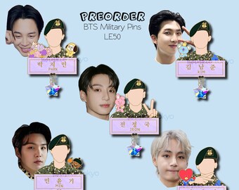 Pre-Order LE50 BTS Military Enlistment Pins [RM Suga Jimin V JK]