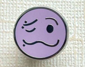 BTS Jungkook Smiley Pin - Tattoo Hard Enamel Pin - Yet To Come - Woozy Emoji Face