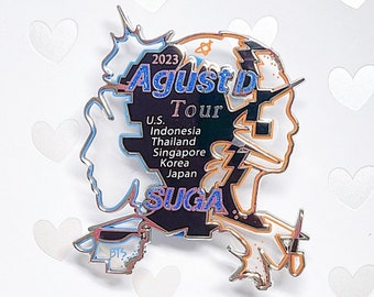 Suga AgustD D-Day Tour Concert Pin - BTS Clear Enamel Pin - Commemorative 2023 US Singapore Indonesia Thailand Japan Korea