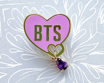BTS Purple Tiny Heart Pin - Board Filler Lanyard Pin ARMY Yet To Come Hard Enamel Charm