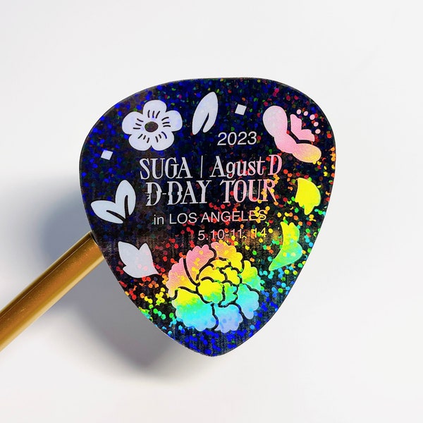 Agust D D-Day Tour Tour Guitar Pick Stickers Decal - AgustD Holographic WaterPROOF Stickers Suga
