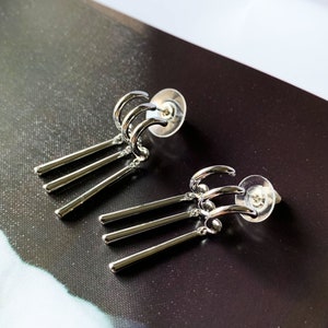 Sliver Zoro earrings Just one ear piercing silver needle hypoallergenic image 3